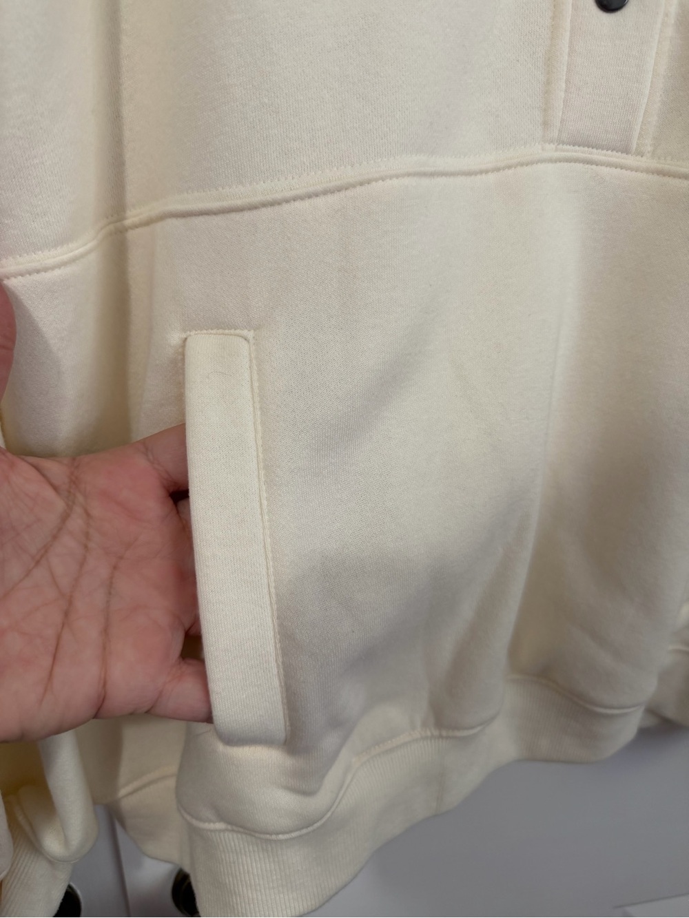 Cream Size XL Snap-Front Zip Pullover Sweatshirt - Picture 5 of 6